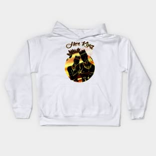 King and Queen Of The Stars - Black Gold Her King Kids Hoodie